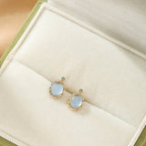 Clous d'oreilles Aigue marine Vague Céleste en Argent 925 - Biloria