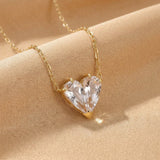 Cœur Cristallin en Cristal de Roche – Pendentif Argent Plaqué Or 18k - Biloria