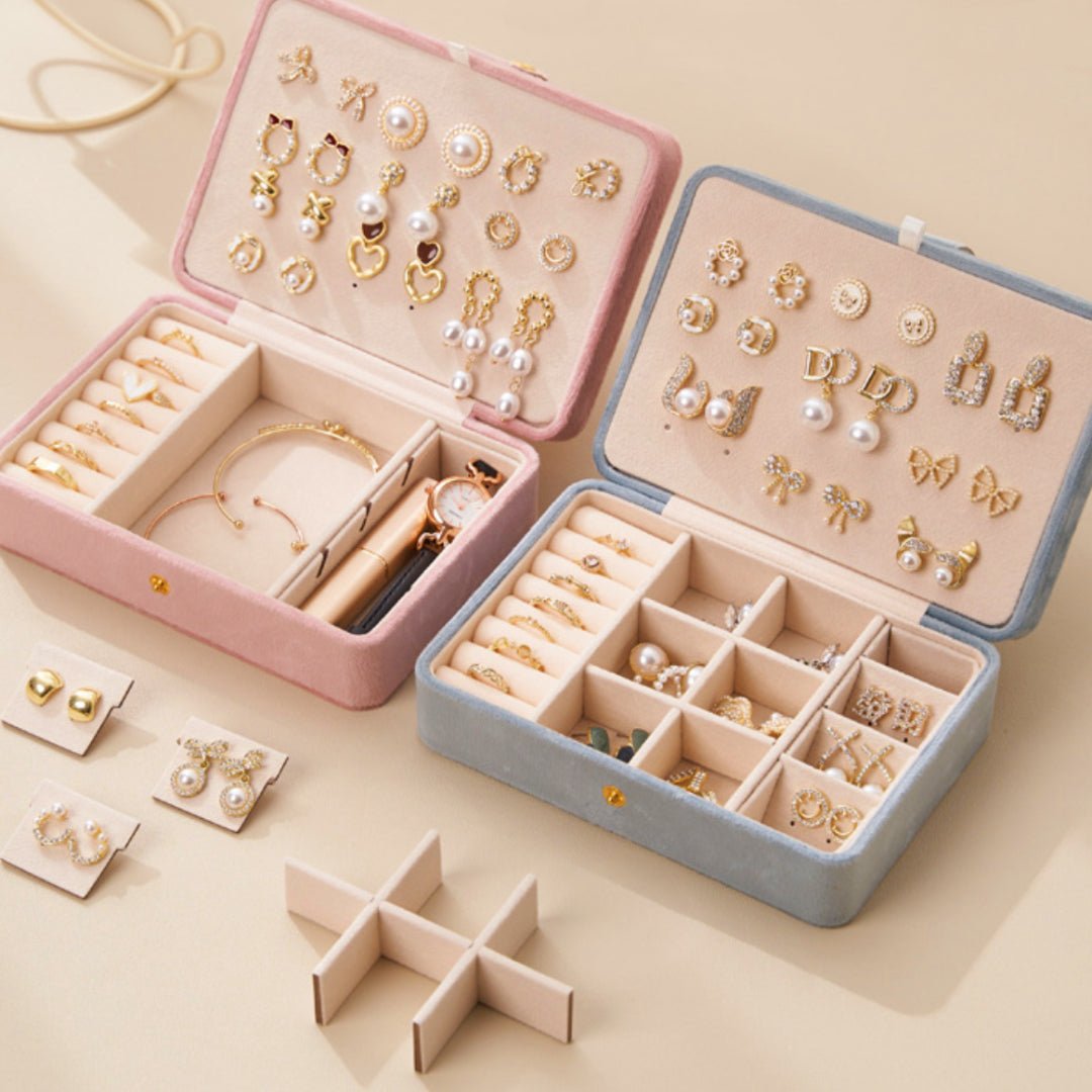 Coffret de Rangement à Bijoux en Velours – Format Compact - Biloria