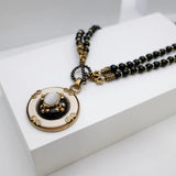 Collier Agate Noire Fleur de Lys Protection - Biloria