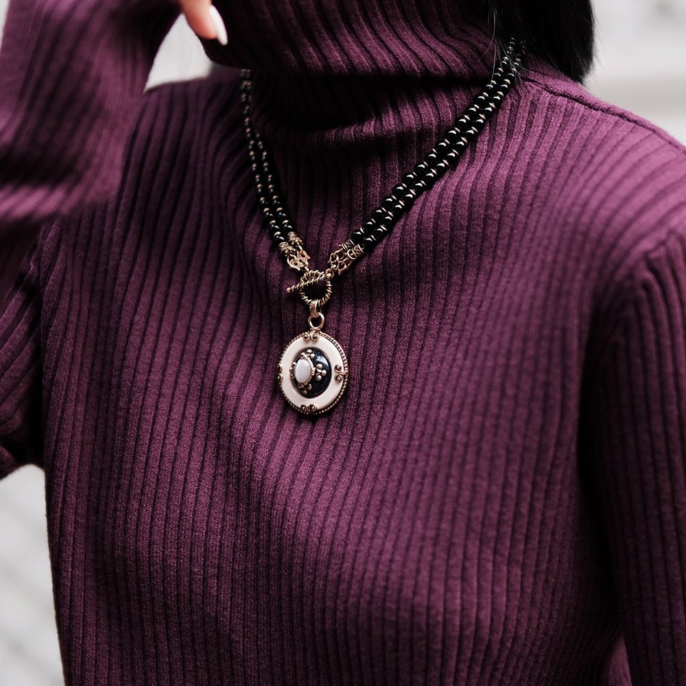 Collier Agate Noire Fleur de Lys Protection - Biloria