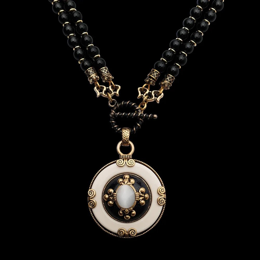 Collier Agate Noire Fleur de Lys Protection - Biloria