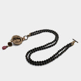 Collier Agate Noire Roi Lion en Laiton et Pierres Naturelles - Biloria