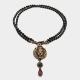 Collier Agate Noire Roi Lion en Laiton et Pierres Naturelles - Biloria