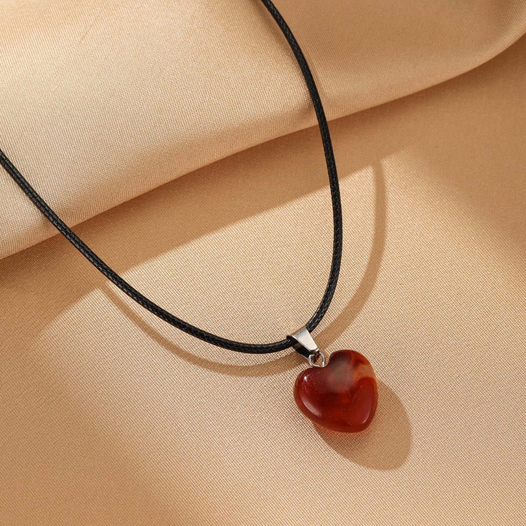Collier Agate Rouge – Cœur Vital : Passion et Ancrage - Biloria