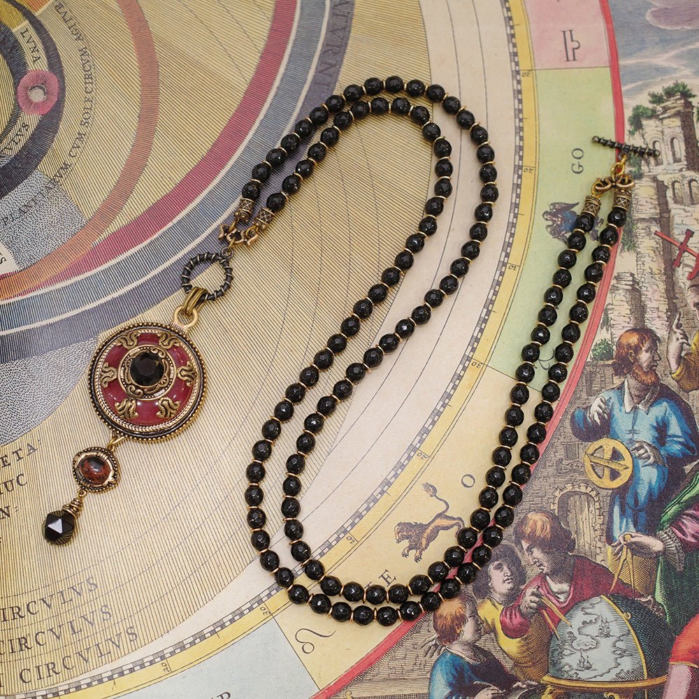 Collier Agate Rouge et Noir – Bijou Ethnie Protecteur - Biloria