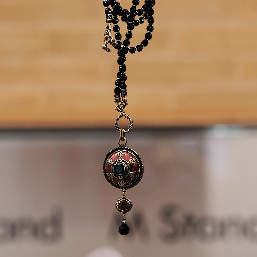 Collier Agate Rouge et Noir – Bijou Ethnie Protecteur - Biloria