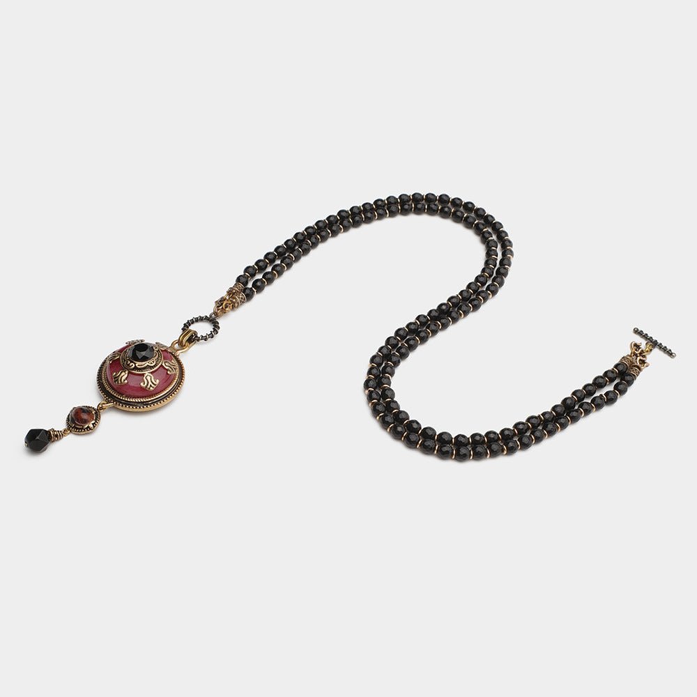 Collier Agate Rouge et Noir – Bijou Ethnie Protecteur - Biloria