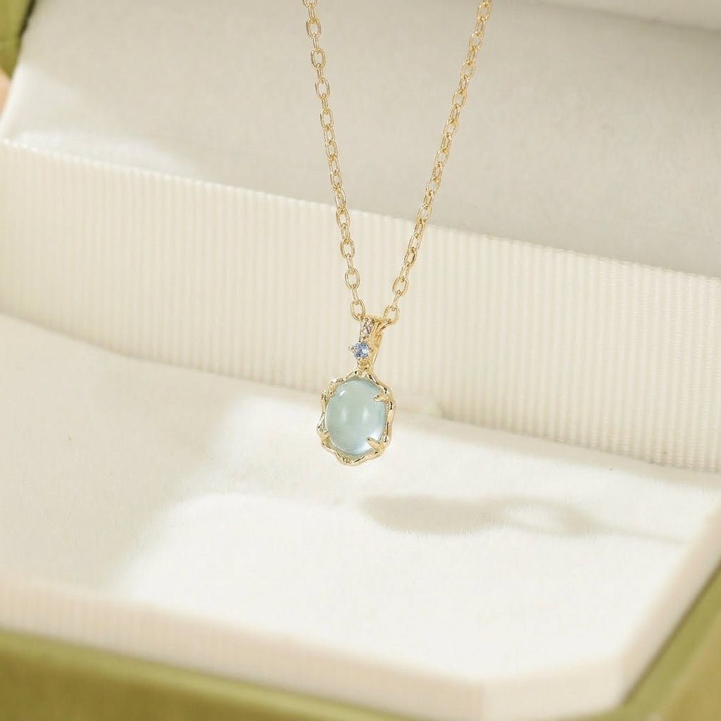 Collier Aigue Marine Argent Plaqué Or - Bijou Féminin Ciel et Mer - Biloria
