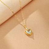 Collier Aigue Marine Cœur Argent Plaqué Or - Biloria