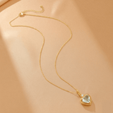 Collier Aigue Marine Cœur Argent Plaqué Or - Biloria