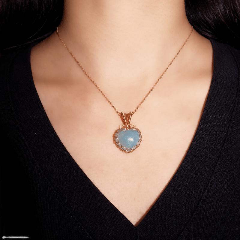Collier Aigue-Marine Cœur Océanique – Bijou Nature - Biloria