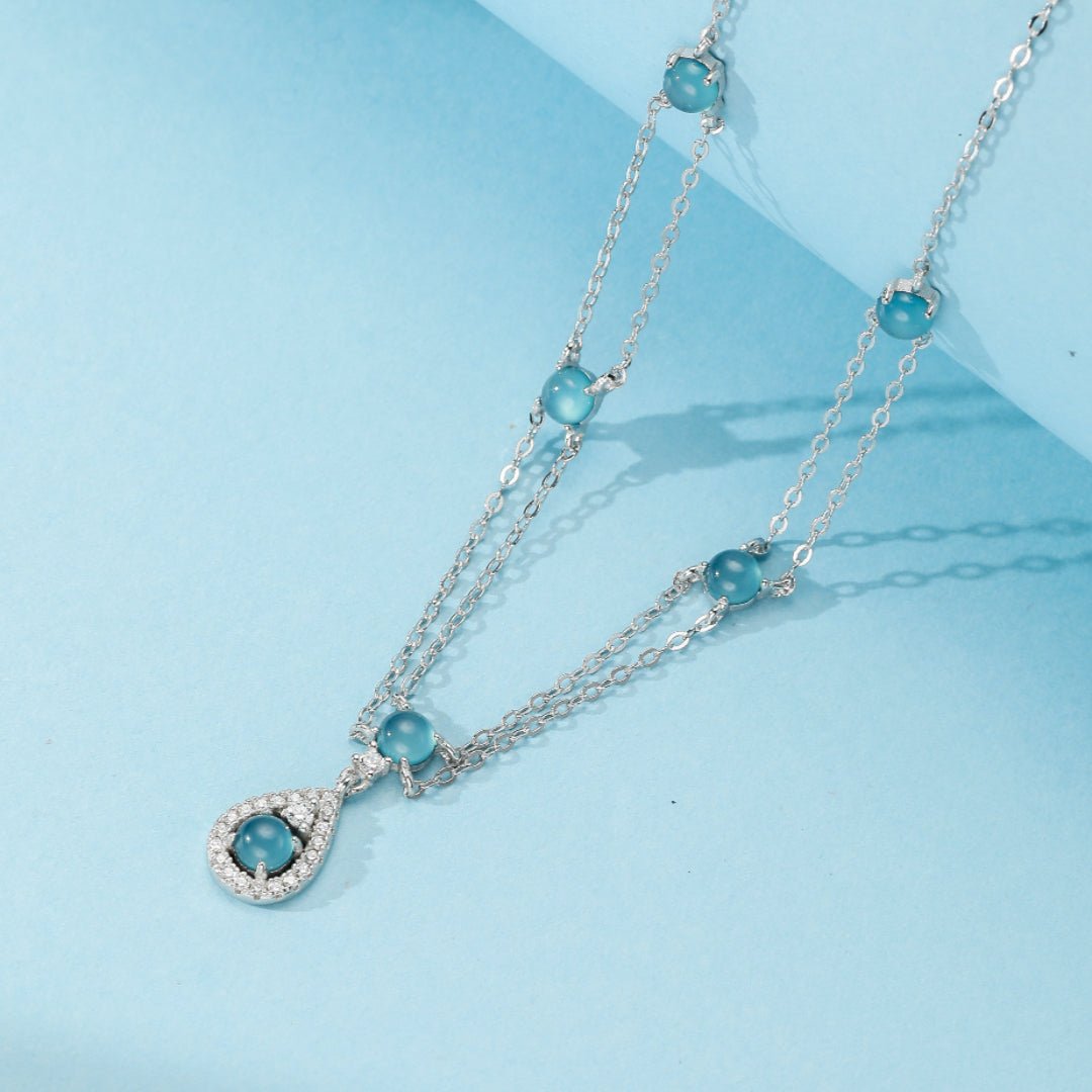 Collier Aigue-marine Larme de Sirène Argent 925 Bijou Tendance Bureau - Biloria