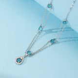 Collier Aigue-marine Larme de Sirène Argent 925 Bijou Tendance Bureau - Biloria