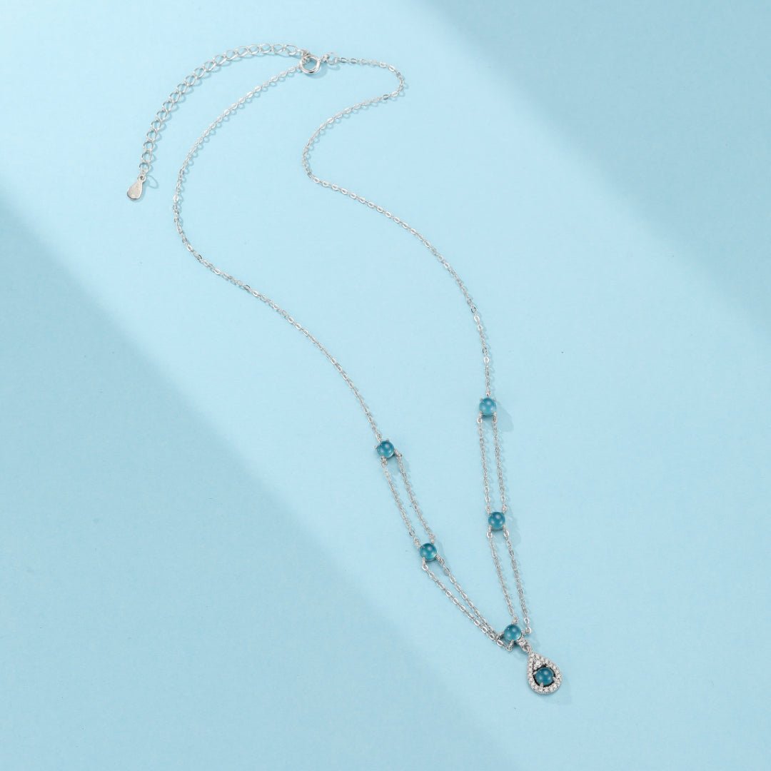 Collier Aigue-marine Larme de Sirène Argent 925 Bijou Tendance Bureau - Biloria