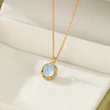 Collier Aigue marine Pierre de Lune Argent Plaqué Or 10K - Biloria