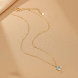 Collier Aigue marine Pierre de Lune Argent Plaqué Or 10K - Biloria