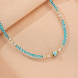 Collier Amazonite Ajustable Multirangs – Bijou Zen Bleu Ciel - Biloria