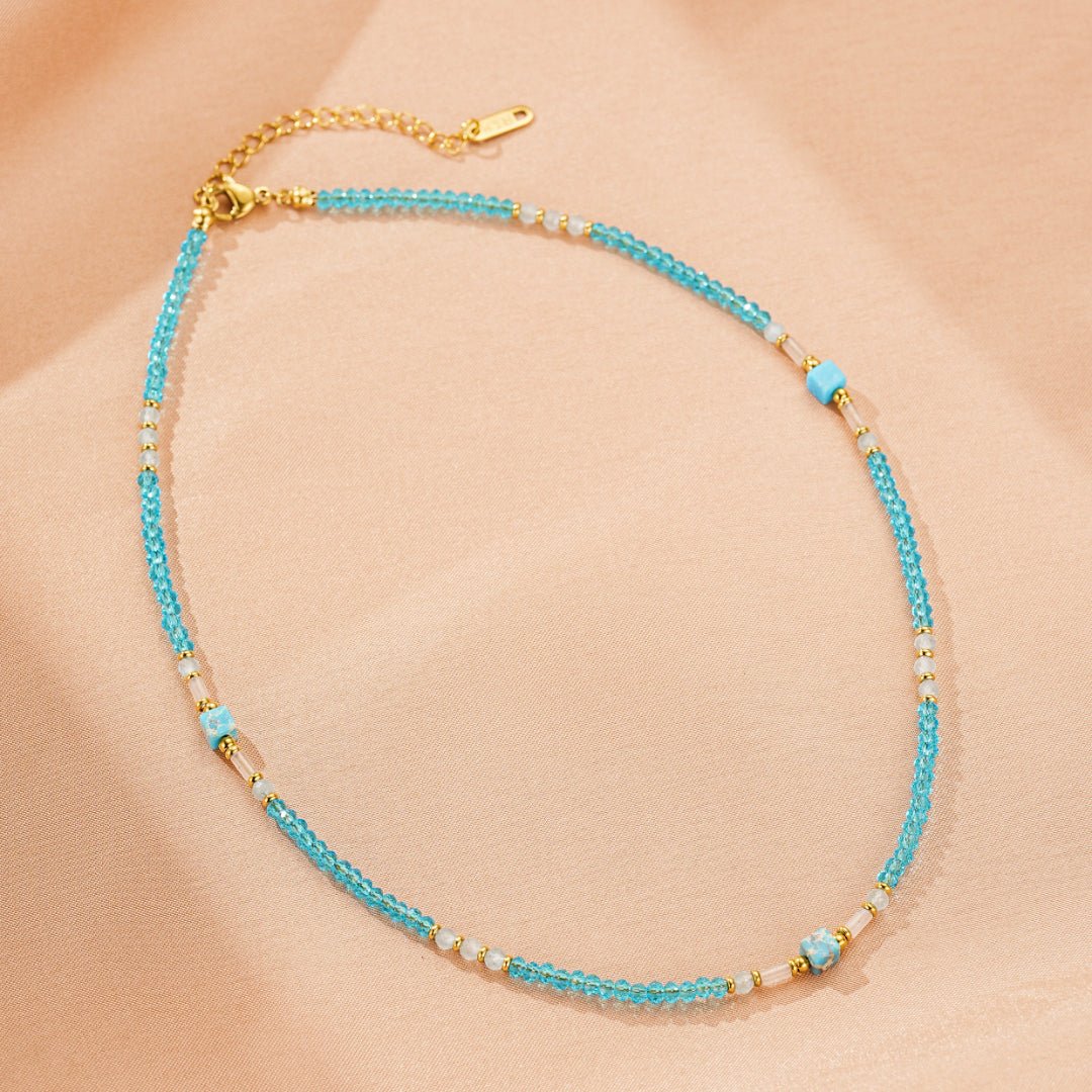 Collier Amazonite Ajustable Multirangs – Bijou Zen Bleu Ciel - Biloria