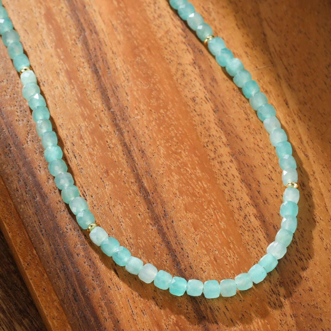 Collier Amazonite Ajustable Vert Apaisant - Biloria