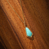 Collier Amazonite Bleu Ciel - Argent Plaqué Or Longueur Ajustable - Biloria