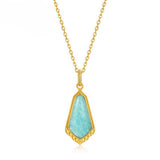 Collier Amazonite Bleu Ciel - Argent Plaqué Or Longueur Ajustable - Biloria