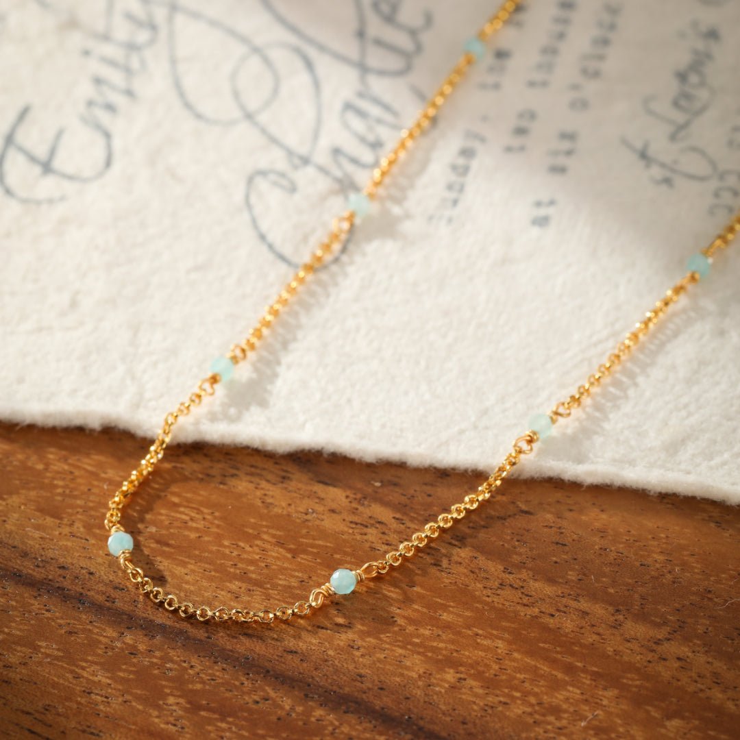 Collier Amazonite Brise Marine Argent Plaqué Or - Biloria