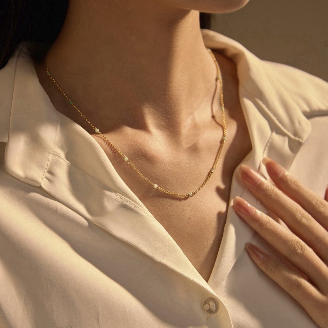 Collier Amazonite Brise Marine Argent Plaqué Or - Biloria