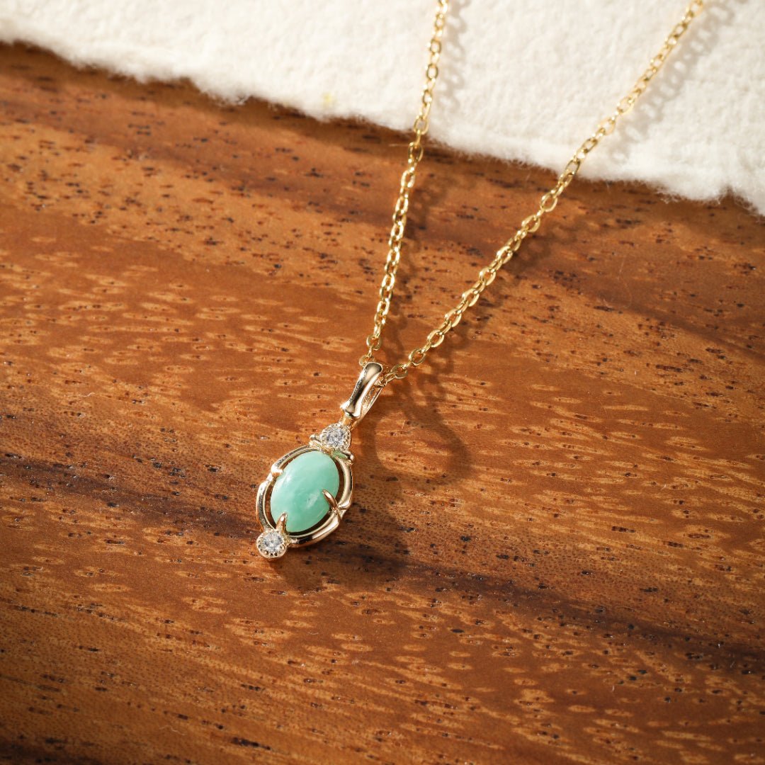 Collier Amazonite Goutte de Bonheur Argent Plaqué Or - Biloria