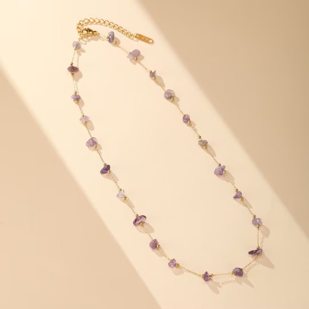 Collier Améthyste en cascade dorée - Biloria