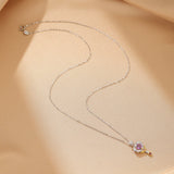 Collier Améthyste en forme de cœur clé de l'amour - Biloria