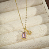 Collier Améthyste et Zircon Étoilé - Bijou Double Pendentif - Biloria