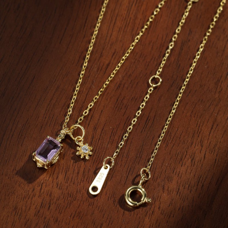 Collier Améthyste et Zircon Étoilé - Bijou Double Pendentif - Biloria