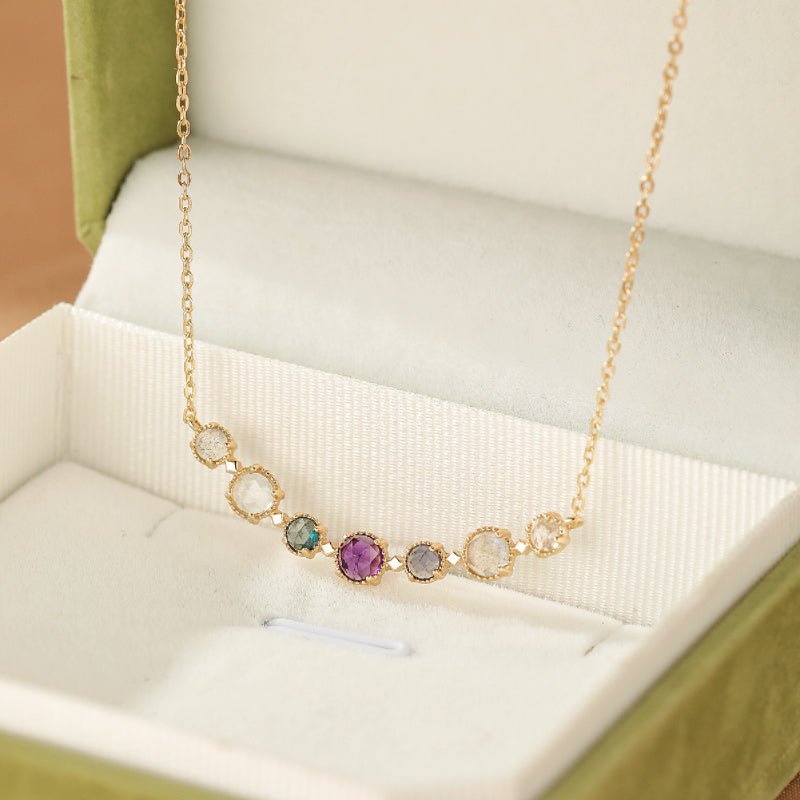 Collier Améthyste Labradorite Topaze Argent Plaqué Or - Biloria