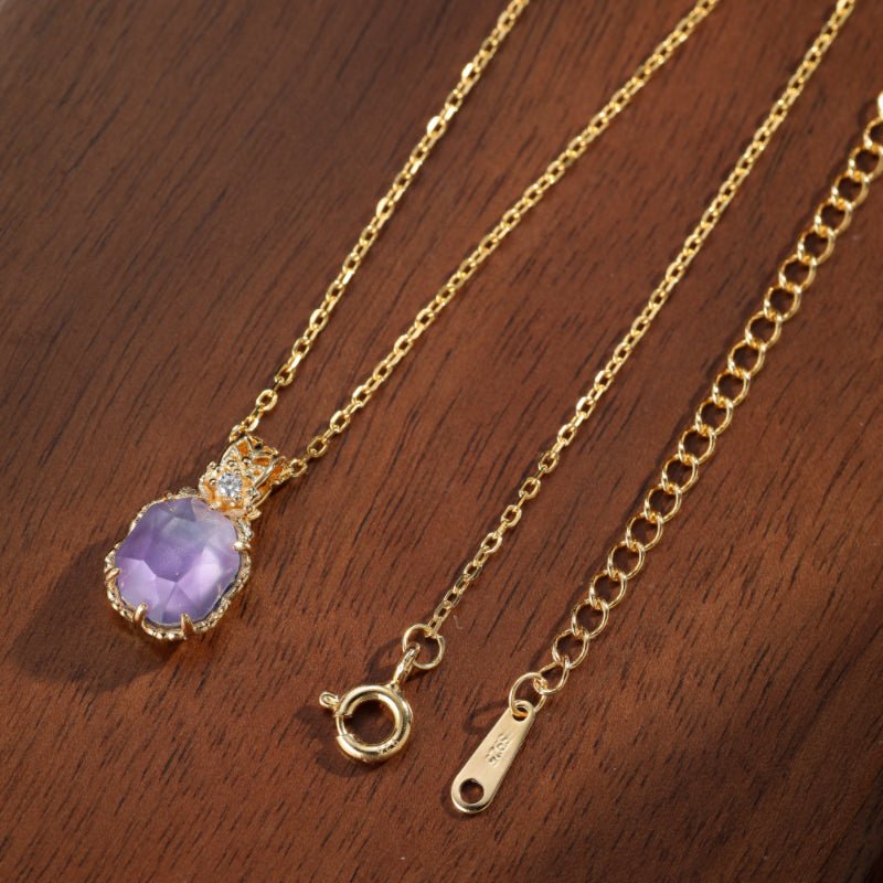 Collier Améthyste Olive Mystique Argent Plaqué Or - Biloria
