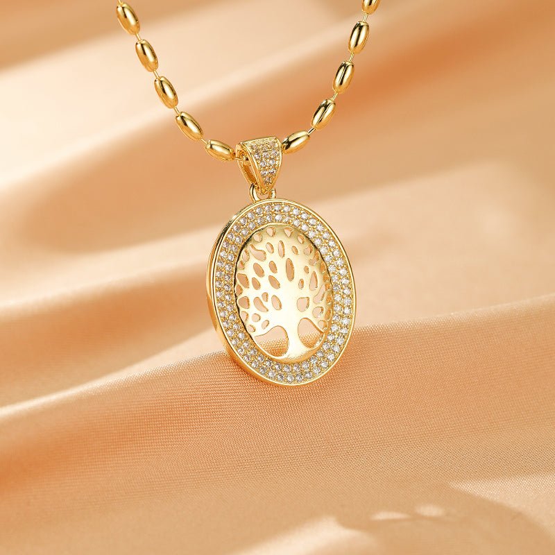 Collier Arbre de Vie en Laiton Doré avec Zircon - Biloria