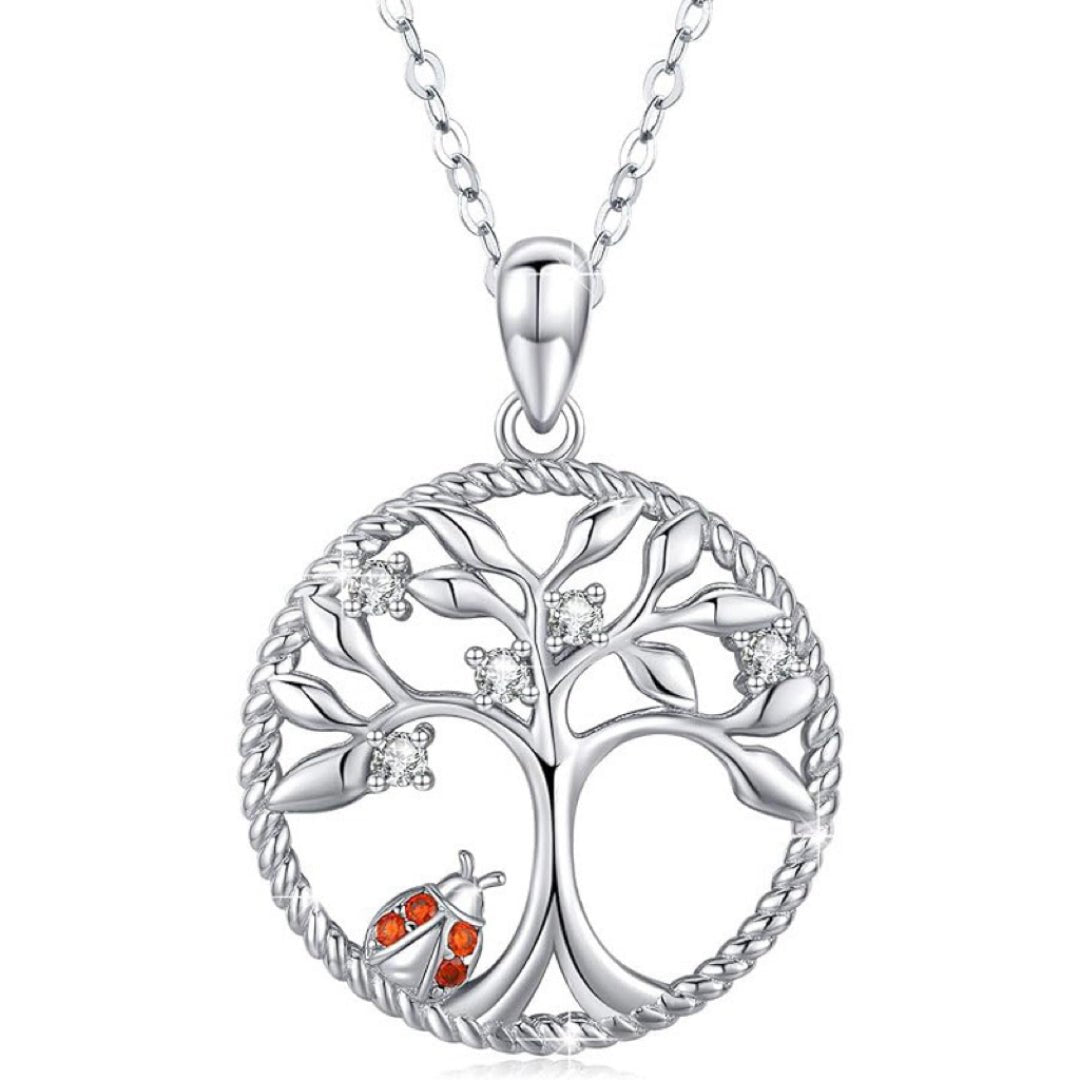 Collier Arbre de Vie et Coccinelle Porte-Bonheur Argent 925 - Biloria