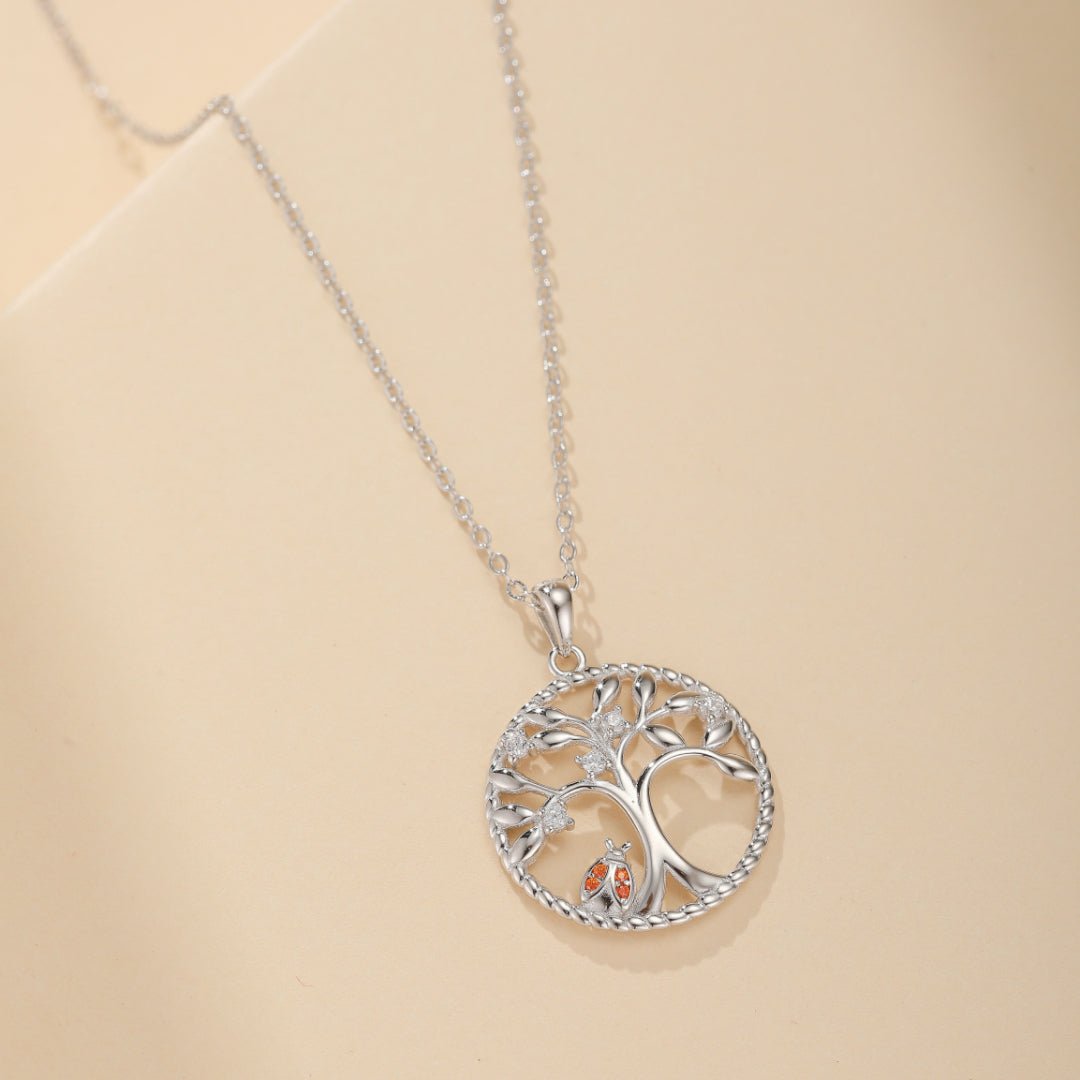 Collier Arbre de Vie et Coccinelle Porte-Bonheur Argent 925 - Biloria