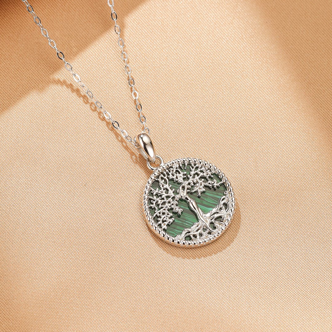 Collier Arbre de Vie Malachite – Racines Sacrées, Argent 925 - Biloria
