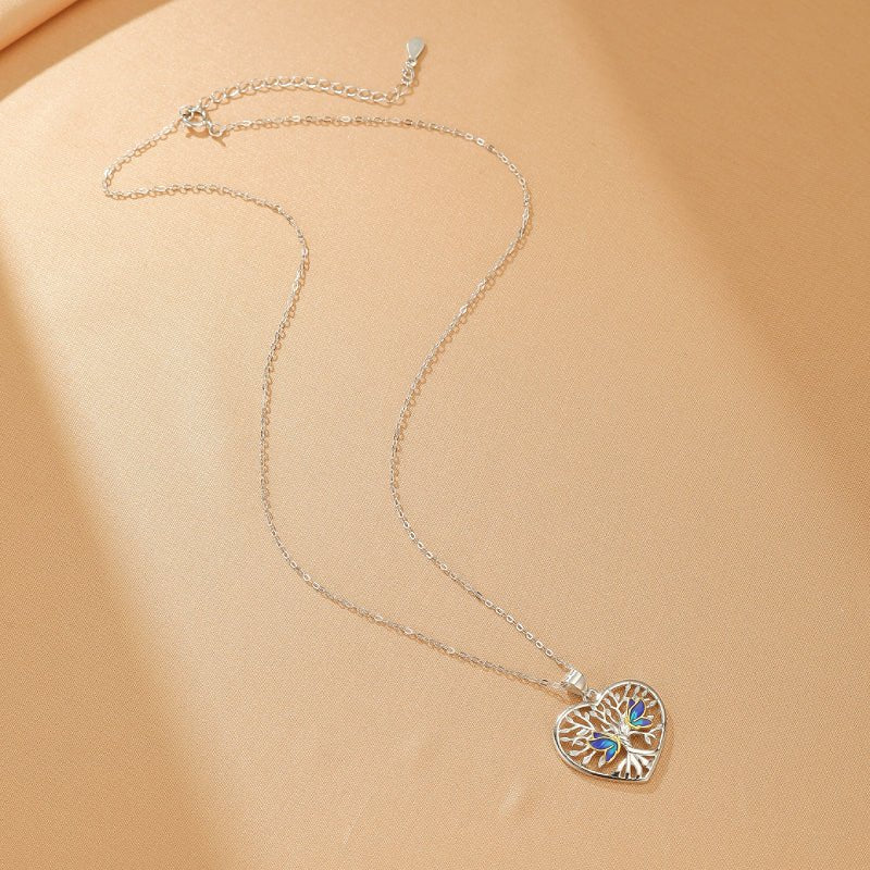 Collier Arbre de Vie Papillon Bleu Argent 925 – Cadeau Femme - Biloria