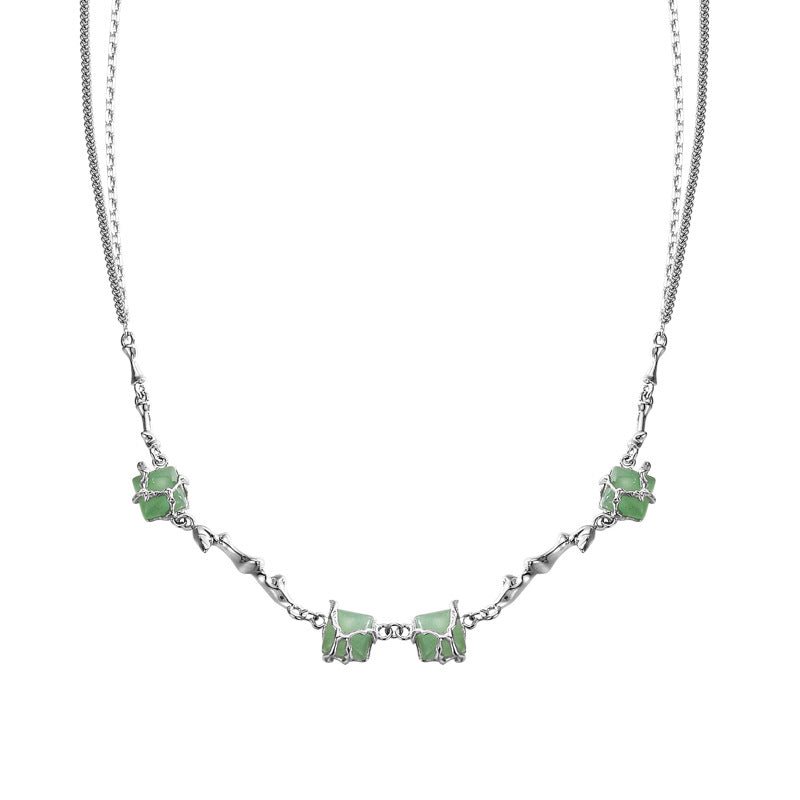Collier aventurine fleur argent 925 sérénité - Biloria