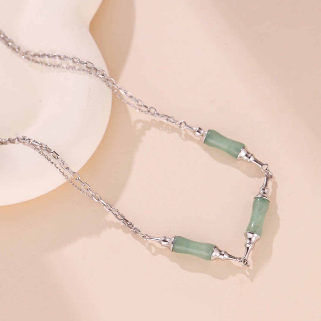 Collier Bambou Aventurine Argent 925 – Cadeau Douceur et Harmonie - Biloria