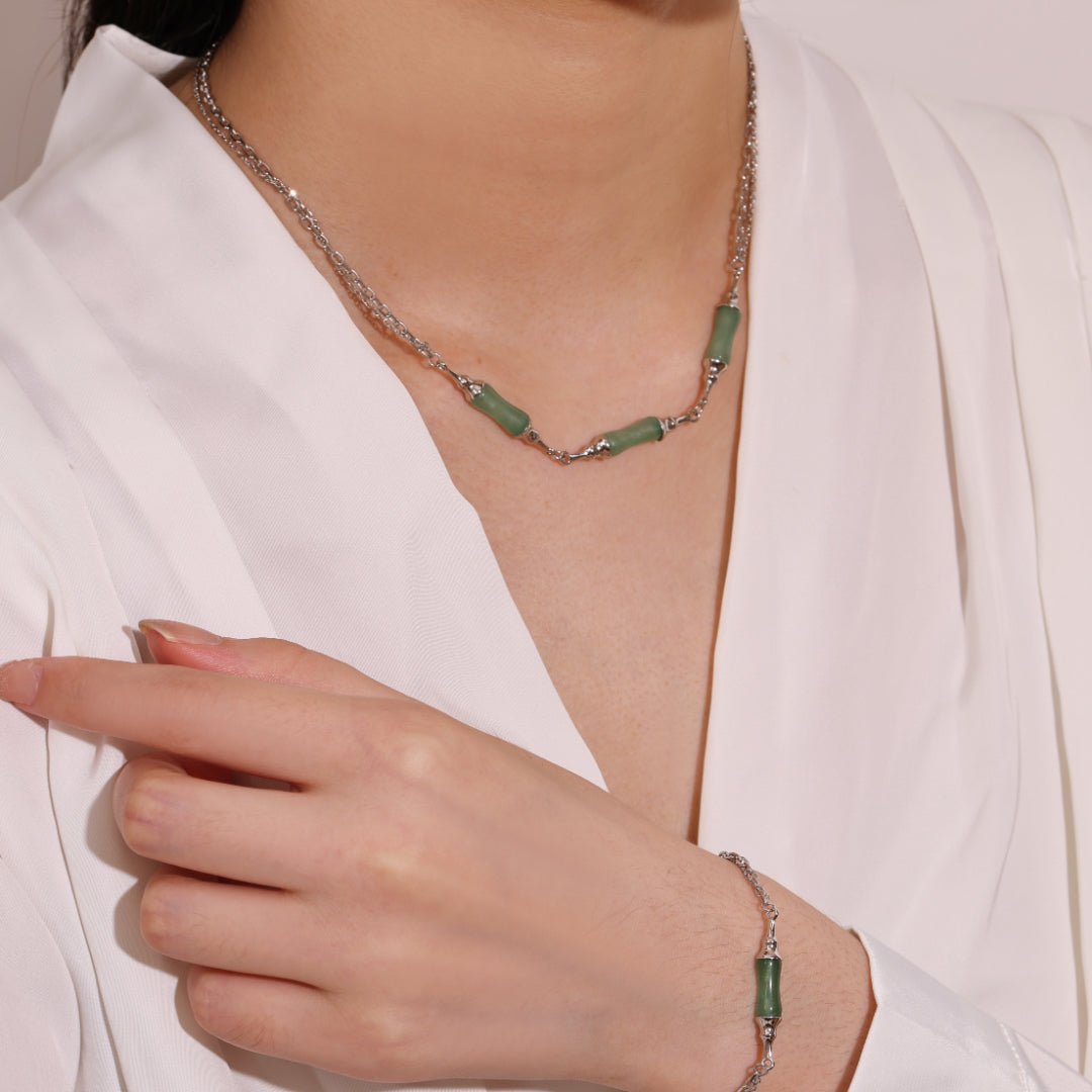 Collier Bambou Aventurine Argent 925 – Cadeau Douceur et Harmonie - Biloria