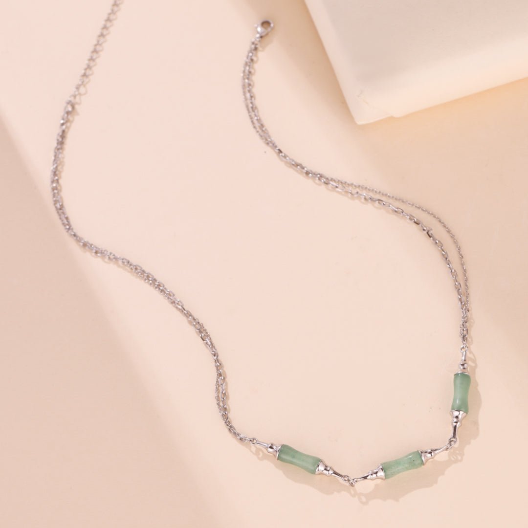Collier Bambou Aventurine Argent 925 – Cadeau Douceur et Harmonie - Biloria