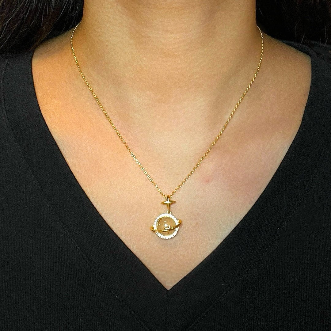 Collier Calcédoine Blanche Céleste - Bijou Étoile Lune - Biloria