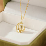 Collier Cheval et Lune Argent Plaqué Or 18K Pendentif Symbolique - Biloria