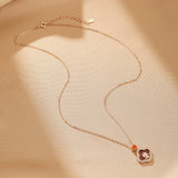 Collier Cheval Liberté Argent Plaqué Or Rose Zircons - Biloria