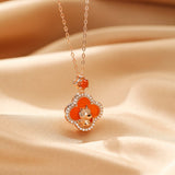 Collier Cheval Liberté Argent Plaqué Or Rose Zircons - Biloria