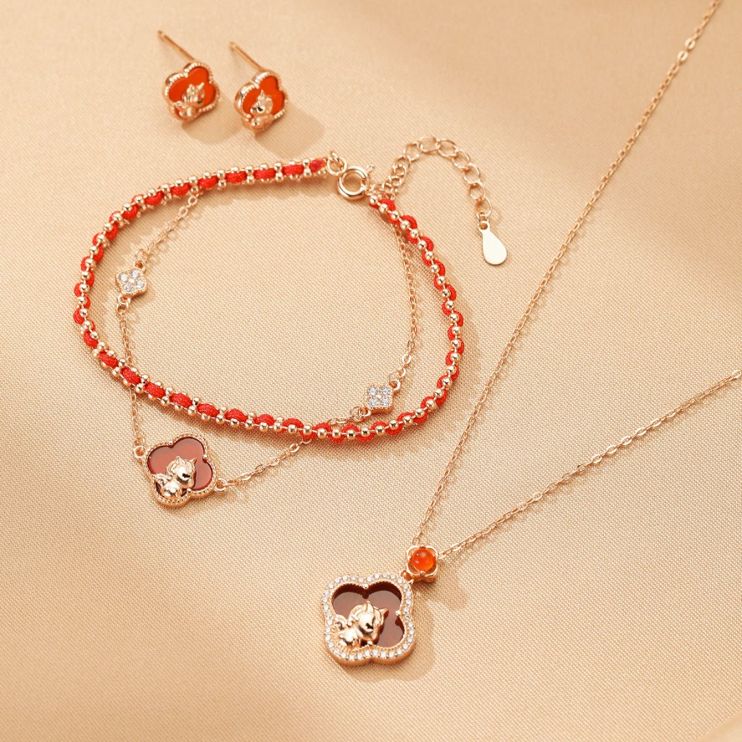 Collier Cheval Liberté Argent Plaqué Or Rose Zircons - Biloria