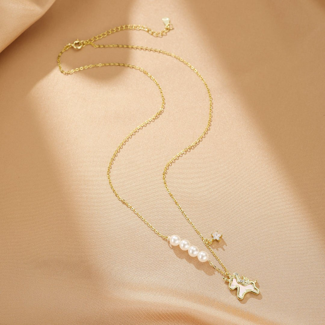 Collier Cheval Liberté Étoilée – Argent Plaqué Or - Biloria